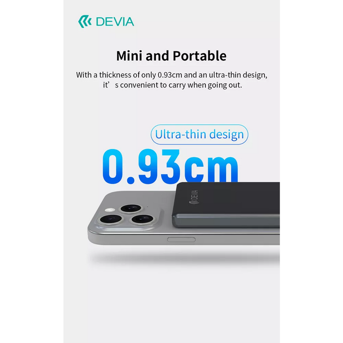 Devia - 5,000mAh 20W PD MagSafe Metal Mini Digital Powerbank - Space Grey