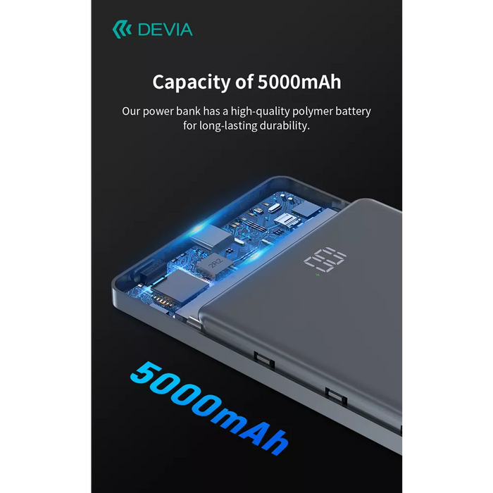 Devia - 5,000mAh 20W PD MagSafe Metal Mini Digital Powerbank - Space Grey