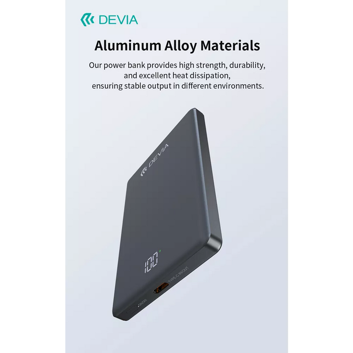 Devia - 5,000mAh 20W PD MagSafe Metal Mini Digital Powerbank - Space Grey