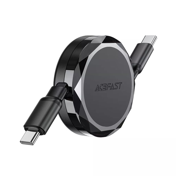 Acefast - 0.8m (60W) Power Delivery - USB-C to USB-C Retractable Zinc Alloy Cable - Black