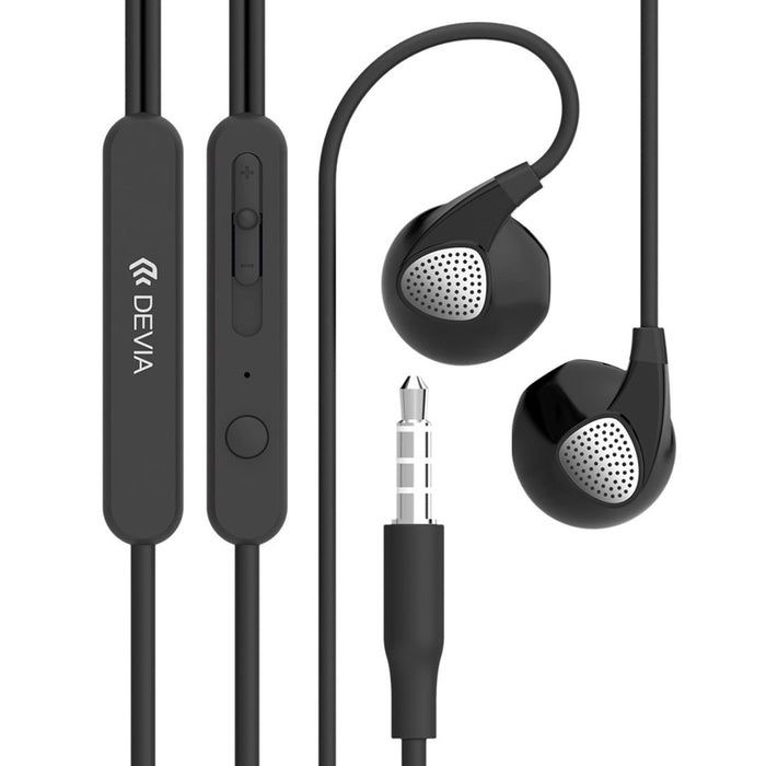 Devia - 3.5mm HD Noise Isolating Earphones with Microphone & Volume Control - Black