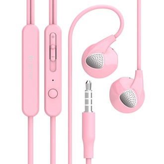Devia - 3.5mm HD Noise Isolating Earphones with Microphone & Volume Control - Pink