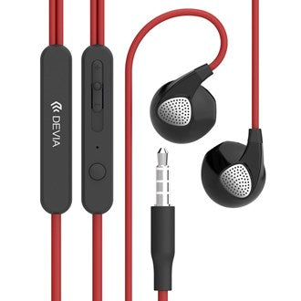 Devia - 3.5mm HD Noise Isolating Earphones with Microphone & Volume Control - Red